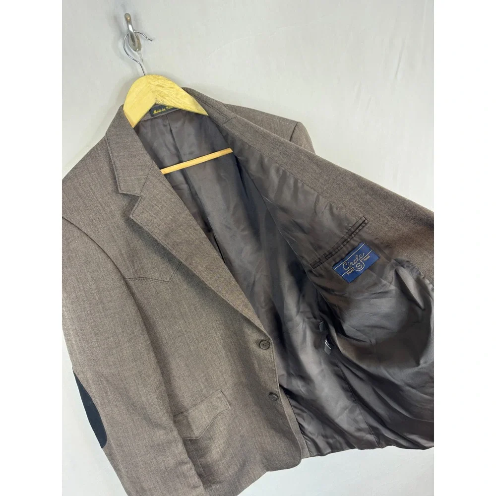 Circle S Mens‎ Western Blazer Brown 100% Wool Elbow Patches Sport Coat 42R